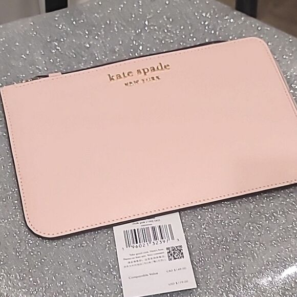 Kate Spade New York Staci Medium L Zip Wristlet- Chalk Pink - Picture 6 of 8